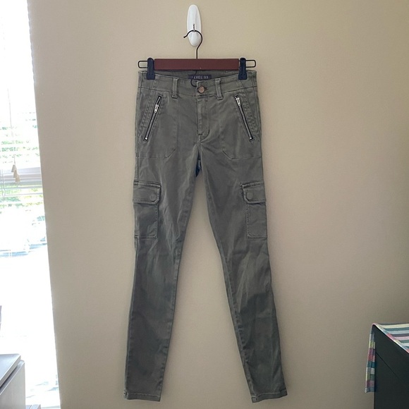 Women’s Level 99 Army Green Brooklyn Skinny Zipper Cargo Pants Size 24 - Picture 3 of 6